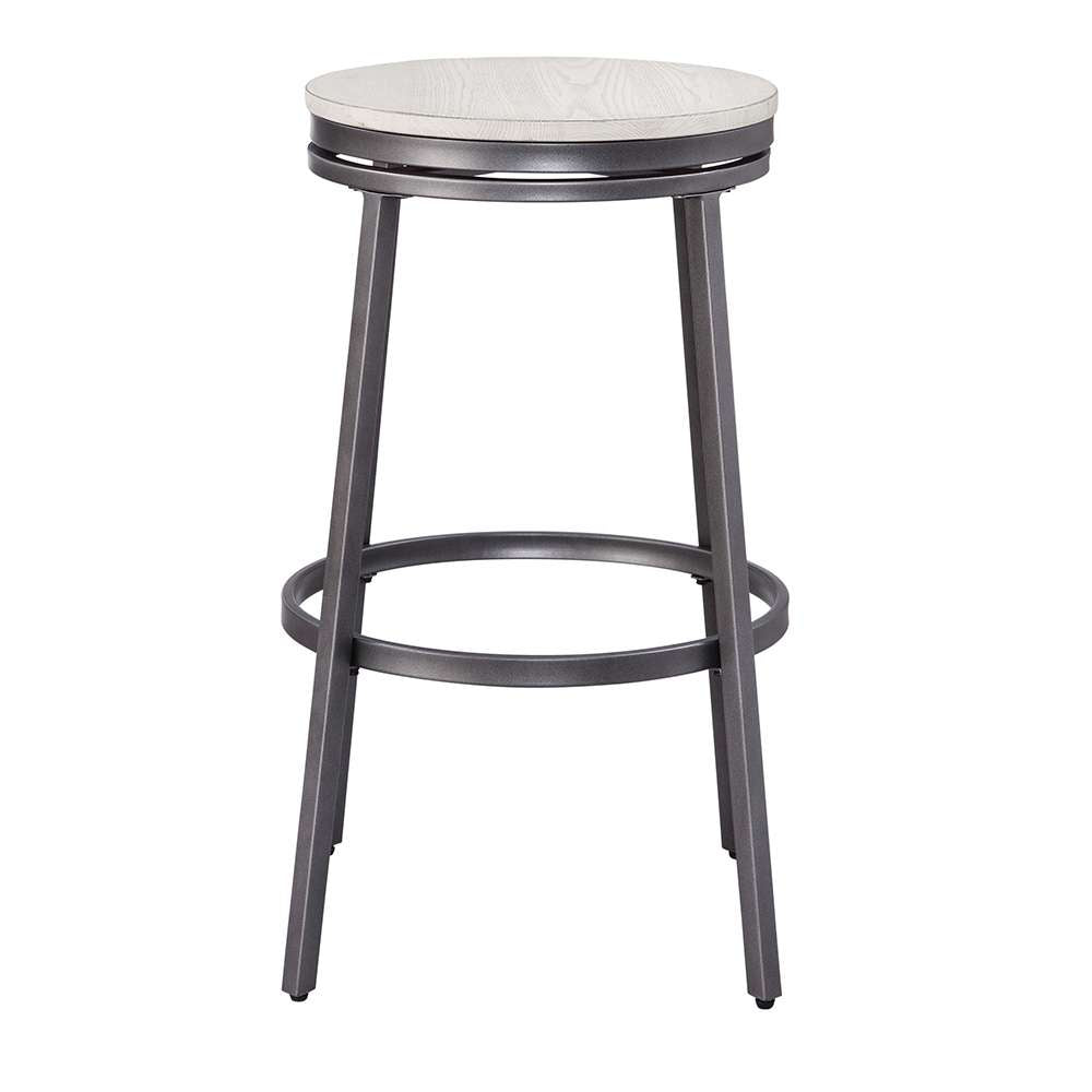 American Woodcrafters - Stockton 30in Backless Metal Swivel Stool - Slate Grey - White Oak Seat - B1-130-30W veiw 2