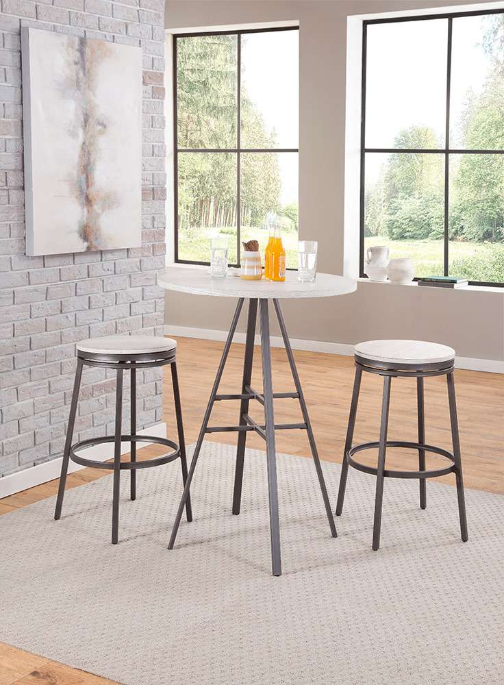 American Woodcrafters - Stockton 30in Backless Metal Swivel Stool - Slate Grey - White Oak Seat - B1-130-30W veiw 4