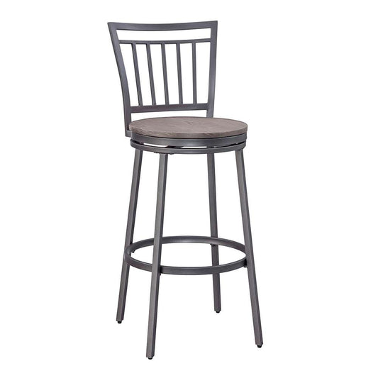American Woodcrafters - Stockton 30in Metal Swivel Stool - Slate Grey - Grey Oak Seat - B1-121-30W veiw 1