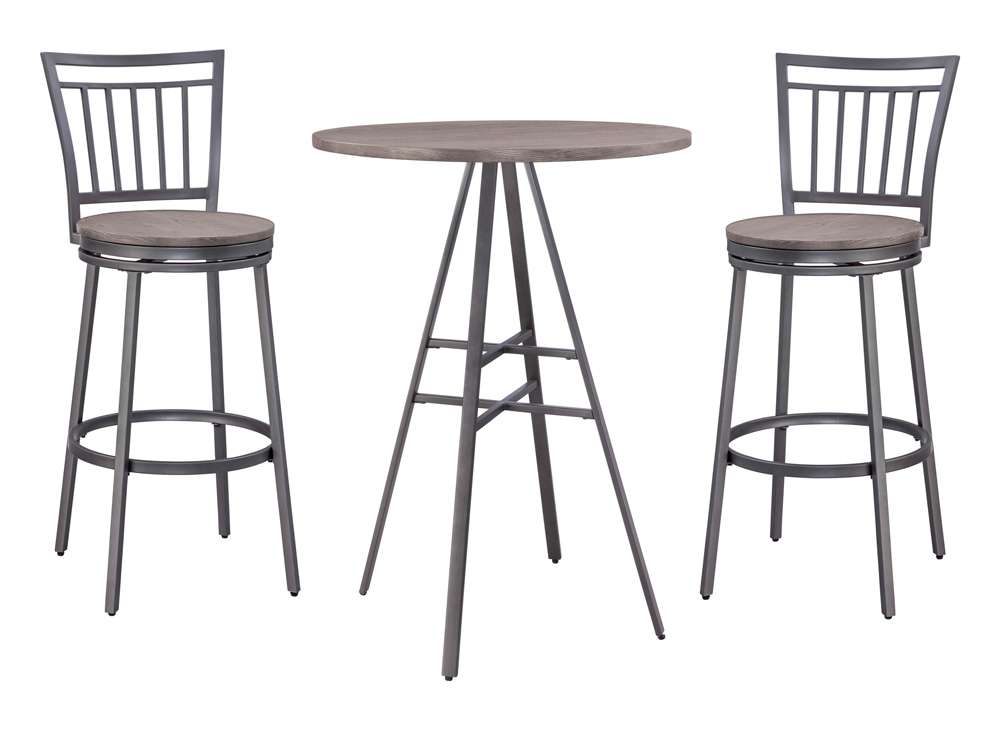 American Woodcrafters - Stockton 3 Piece Pub Table Set - Slate Grey - P1-121-B1-121-3PC veiw 1