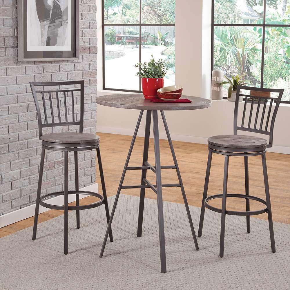 American Woodcrafters - Stockton 3 Piece Pub Table Set - Slate Grey - P1-121-B1-121-3PC veiw 4