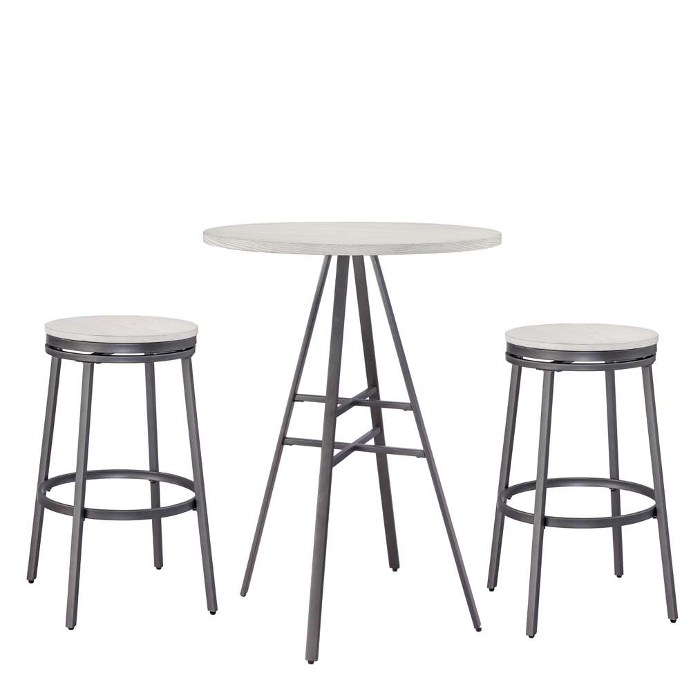 American Woodcrafters - Stockton 3 Piece Pub Table Set - with Backless Barstools - Slate Grey/Whitewashed - P1-131-B1-130-3PC veiw 1