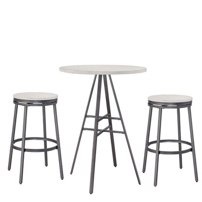 American Woodcrafters - Stockton 3 Piece Pub Table Set - with Backless Barstools - Slate Grey/Whitewashed - P1-131-B1-130-3PC veiw 1