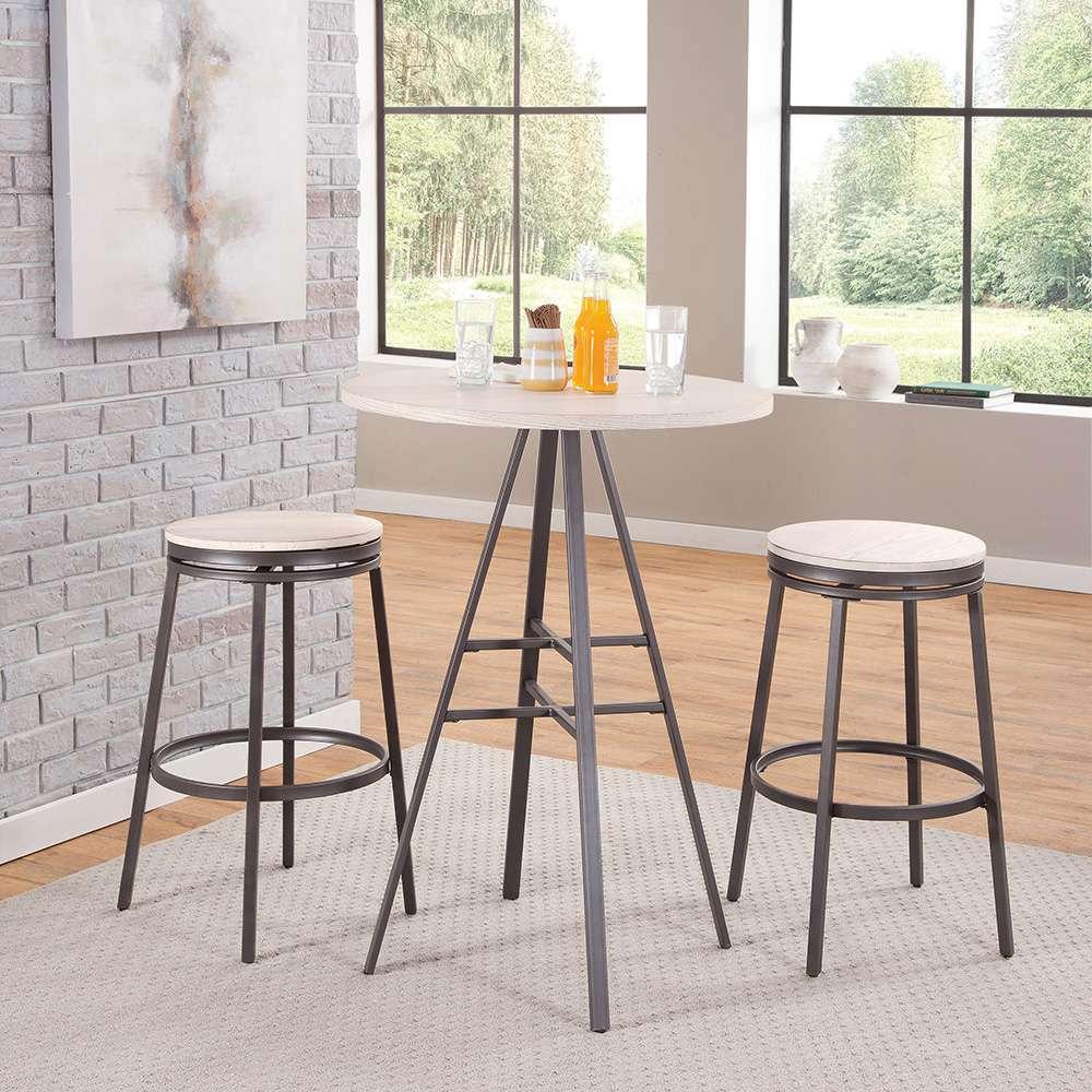 American Woodcrafters Stockton 3 Piece Pub Table Set with Backless Barstools