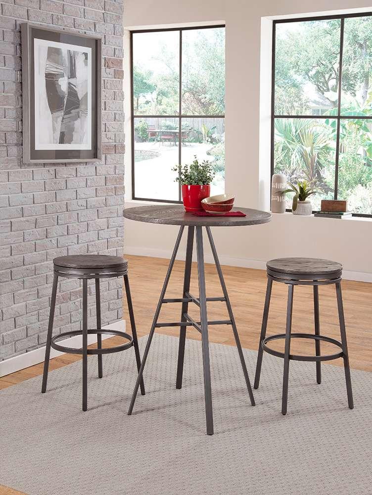 American Woodcrafters - Stockton Round Pub Table - Slate Grey - Grey Oak Top - P1-121 veiw 4