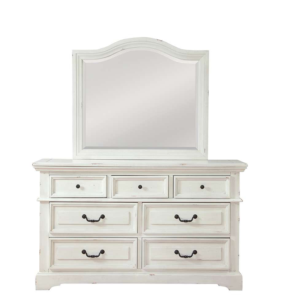 American Woodcrafters - Stonebrook Dresser with Mirror - Distressed Antique White - 7810-TDLM veiw 1