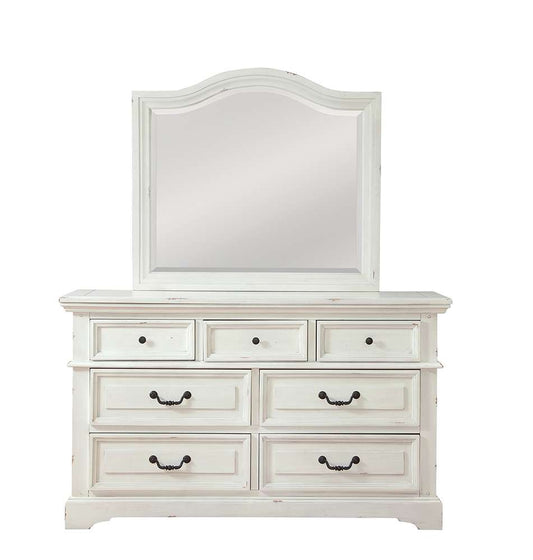 American Woodcrafters - Stonebrook Dresser with Mirror - Distressed Antique White - 7810-TDLM veiw 1