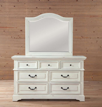 American Woodcrafters - Stonebrook Dresser with Mirror - Distressed Antique White - 7810-TDLM veiw 3