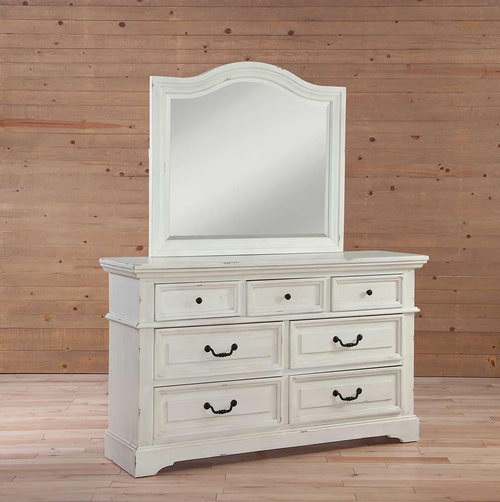 American Woodcrafters - Stonebrook Dresser with Mirror - Distressed Antique White - 7810-TDLM veiw 4