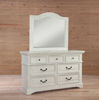 American Woodcrafters - Stonebrook Dresser with Mirror - Distressed Antique White - 7810-TDLM veiw 4