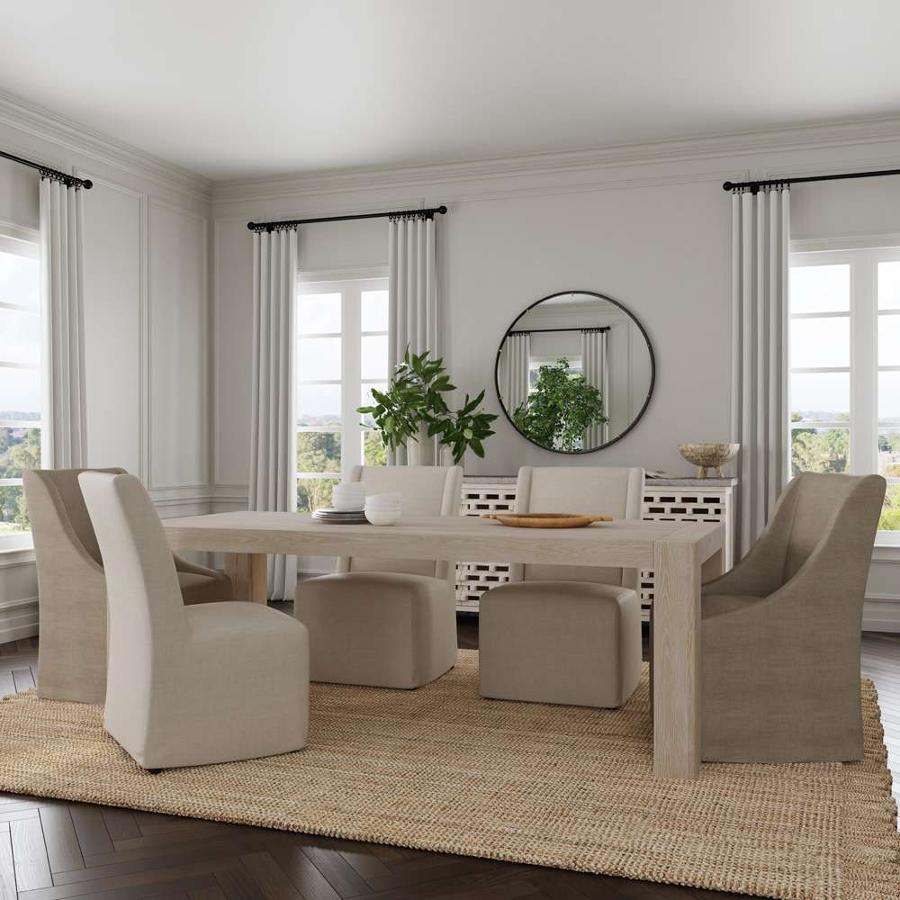 Classic Home - Kingston Reclaimed Oak 89in Dining Table Aged Cream - 51031303 veiw 8