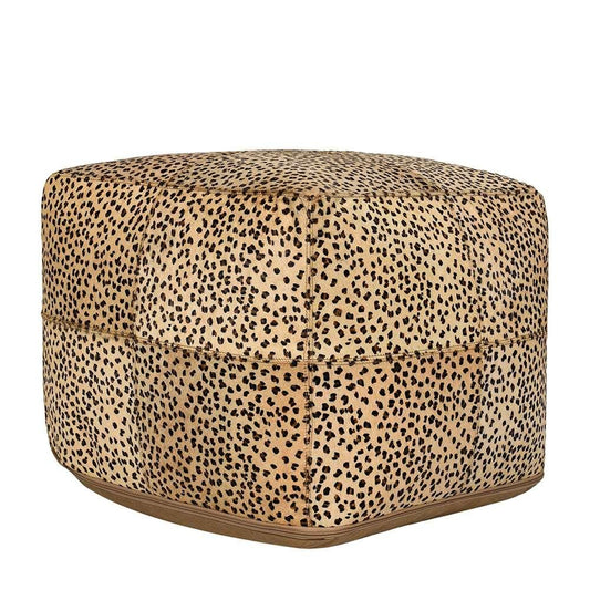 Classic Home - Leopard Hide Camel/ Black Pouf 18x18x14 - VP12222 veiw 1