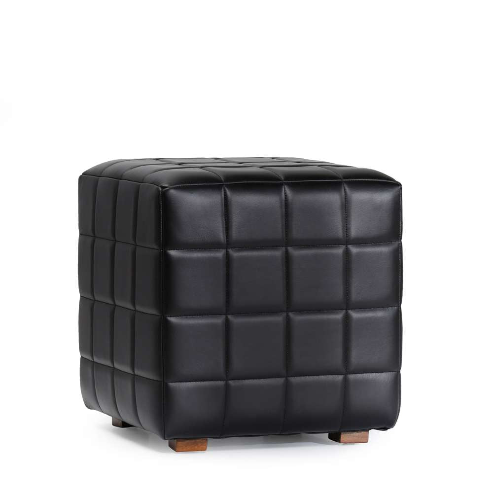 Classic Home - Carlo Leather 18in Square Ottoman Jet Black - 53002005 veiw 1