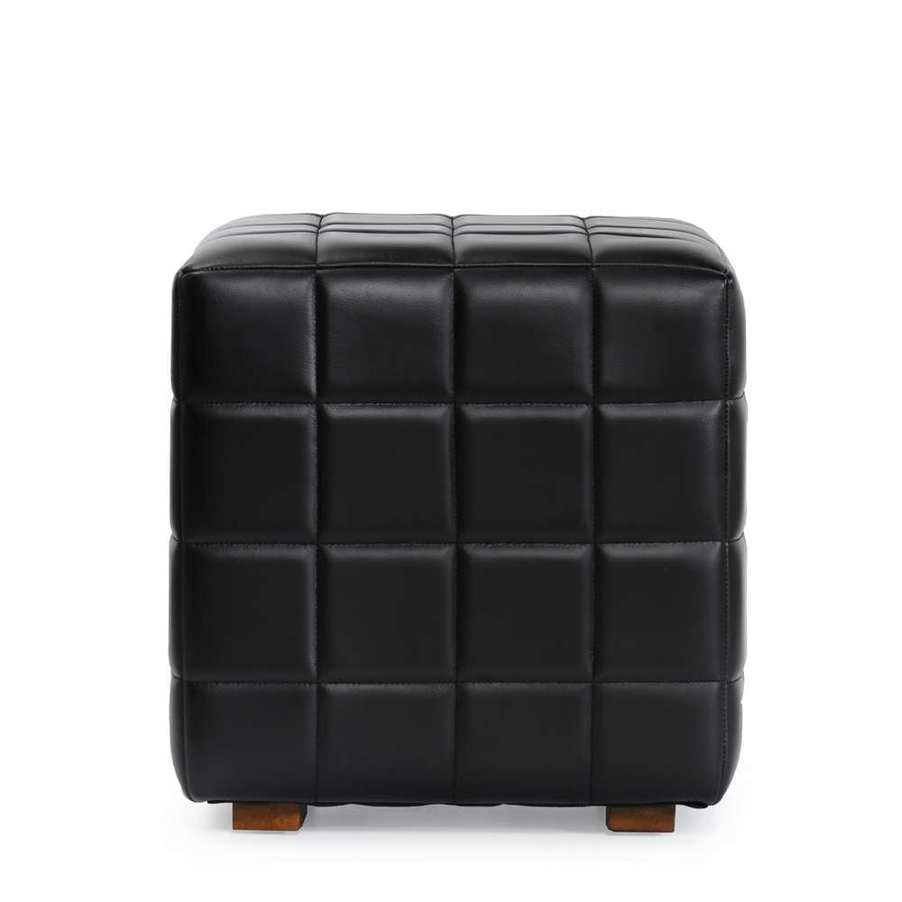 Classic Home - Carlo Leather 18in Square Ottoman Jet Black - 53002005 veiw 2