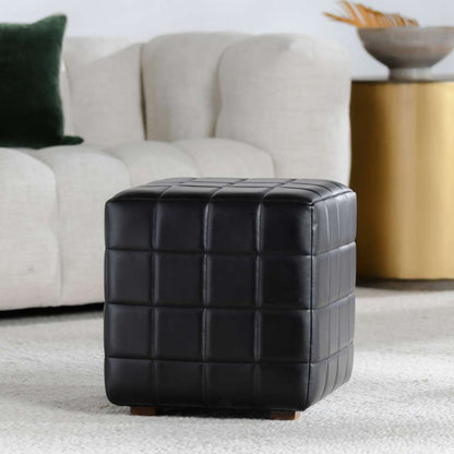 Classic Home - Carlo Leather 18in Square Ottoman Jet Black - 53002005 veiw 4