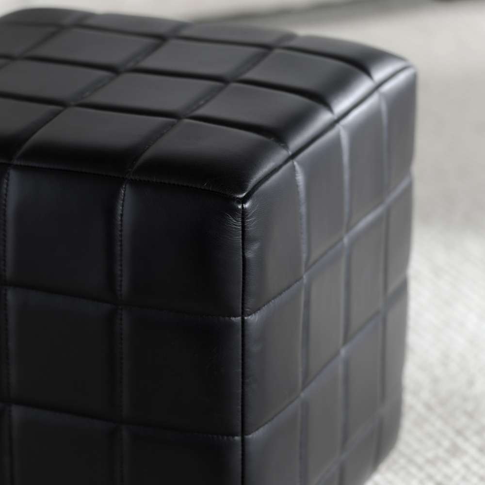 Classic Home - Carlo Leather 18in Square Ottoman Jet Black - 53002005 veiw 5