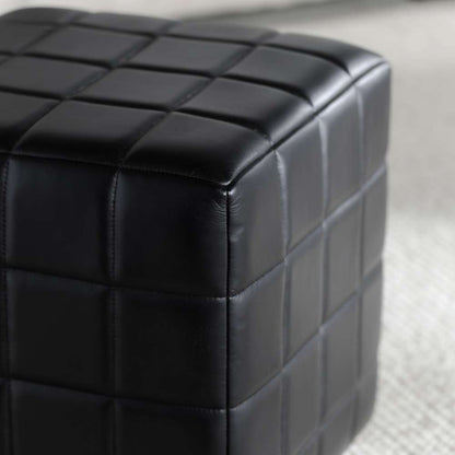 Classic Home - Carlo Leather 18in Square Ottoman Jet Black - 53002005 veiw 5