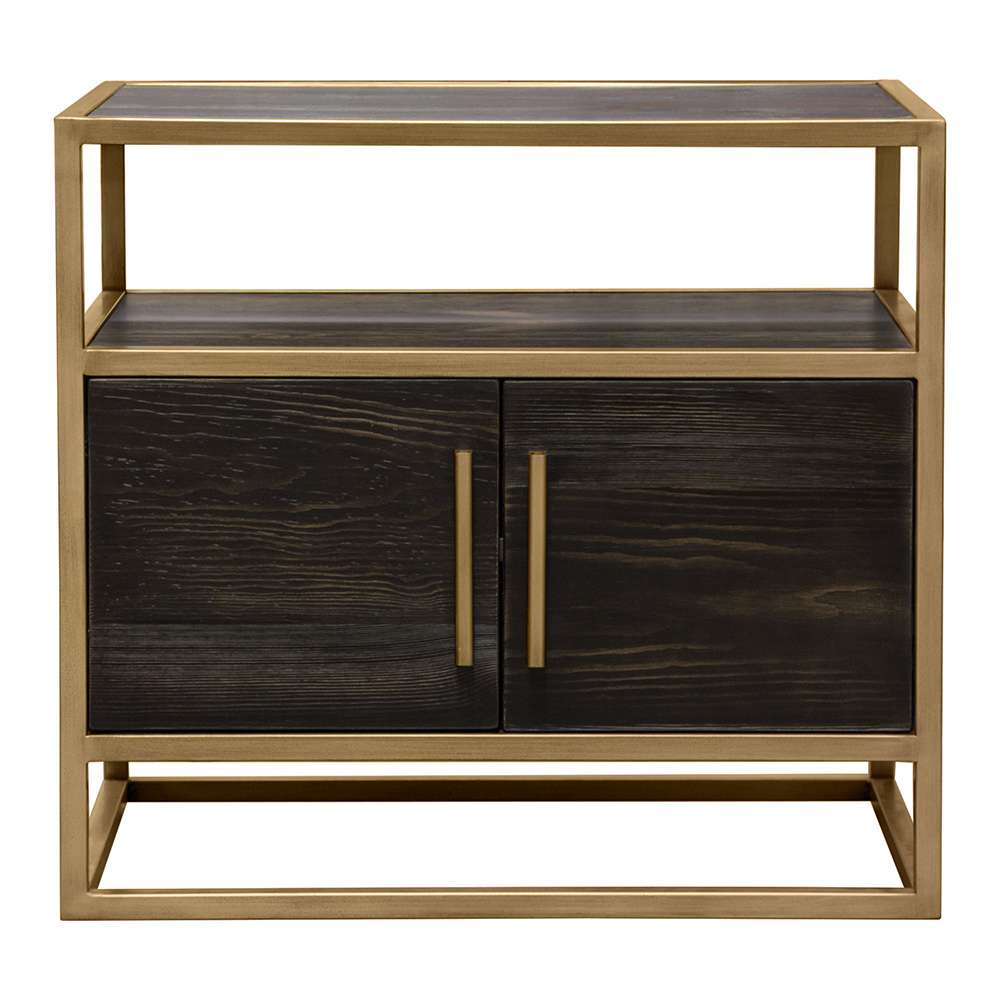 Diamond Sofa - Empire 2-Door End Table in Dark Brown Veneer w/ Hand brushed Gold Metal Frame - EMPIREETGD veiw 1