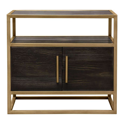 Diamond Sofa - Empire 2-Door End Table in Dark Brown Veneer w/ Hand brushed Gold Metal Frame - EMPIREETGD veiw 1