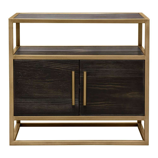 Diamond Sofa - Empire 2-Door End Table in Dark Brown Veneer w/ Hand brushed Gold Metal Frame - EMPIREETGD veiw 1