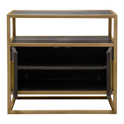 Diamond Sofa - Empire 2-Door End Table in Dark Brown Veneer w/ Hand brushed Gold Metal Frame - EMPIREETGD veiw 2