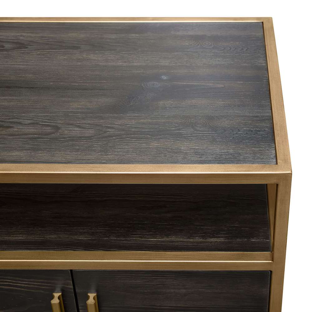 Diamond Sofa - Empire 2-Door End Table in Dark Brown Veneer w/ Hand brushed Gold Metal Frame - EMPIREETGD veiw 4