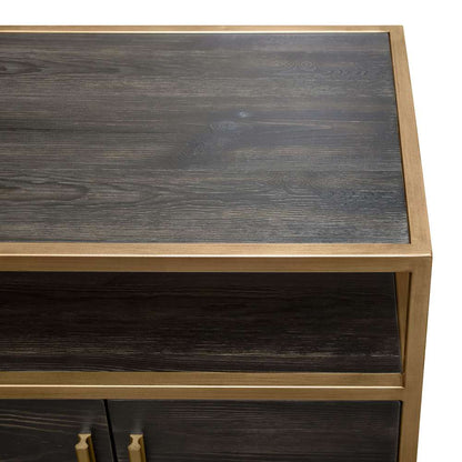 Diamond Sofa - Empire 2-Door End Table in Dark Brown Veneer w/ Hand brushed Gold Metal Frame - EMPIREETGD veiw 4