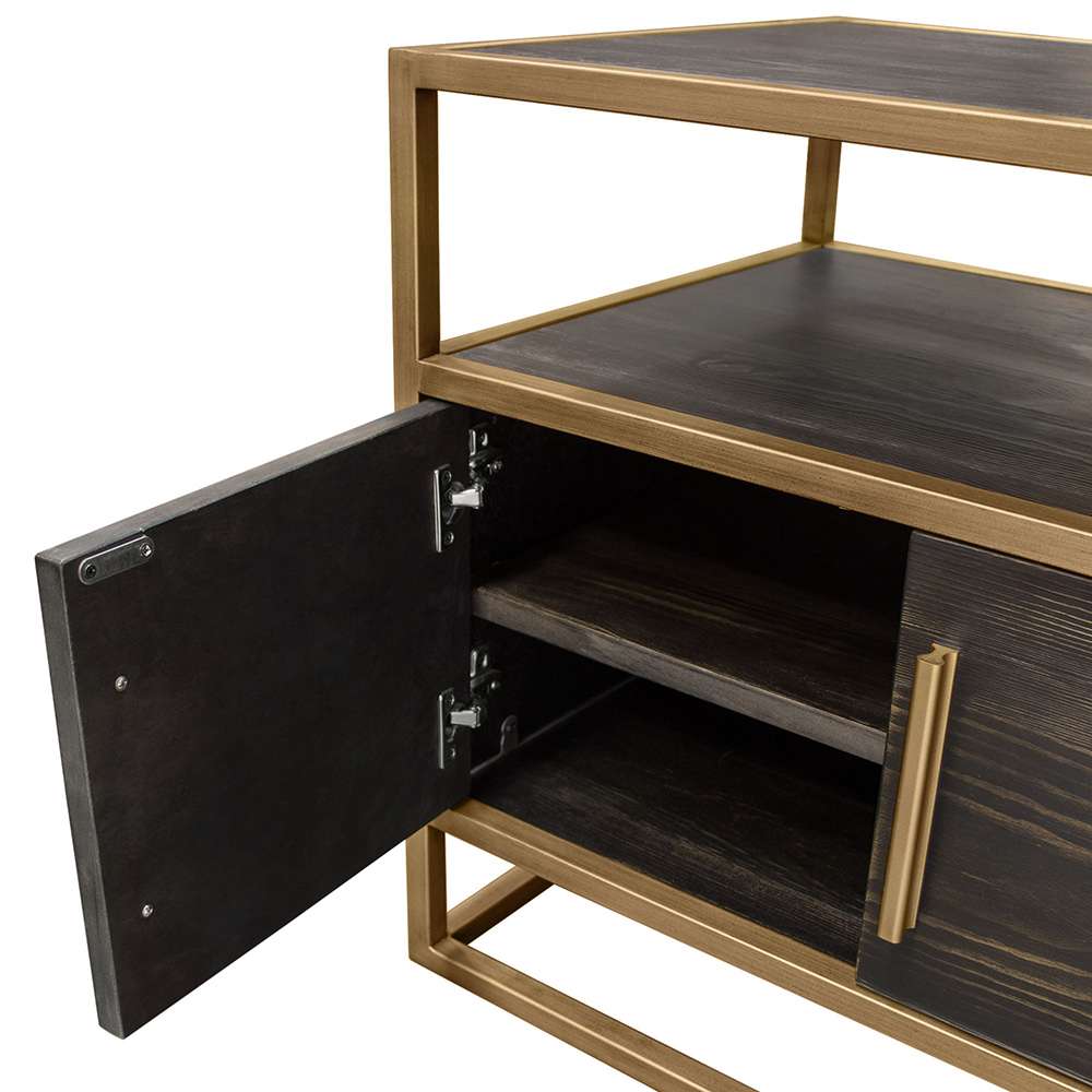 Diamond Sofa - Empire 2-Door End Table in Dark Brown Veneer w/ Hand brushed Gold Metal Frame - EMPIREETGD veiw 5