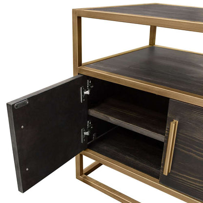 Diamond Sofa - Empire 2-Door End Table in Dark Brown Veneer w/ Hand brushed Gold Metal Frame - EMPIREETGD veiw 5