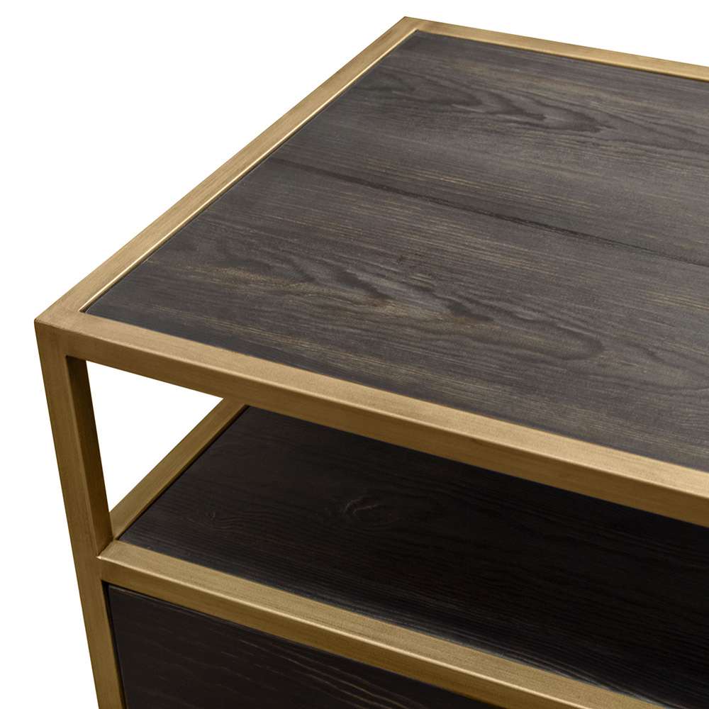 Diamond Sofa - Empire 2-Door End Table in Dark Brown Veneer w/ Hand brushed Gold Metal Frame - EMPIREETGD veiw 6