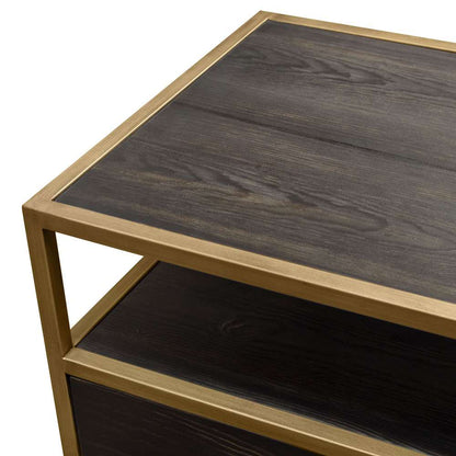 Diamond Sofa - Empire 2-Door End Table in Dark Brown Veneer w/ Hand brushed Gold Metal Frame - EMPIREETGD veiw 6