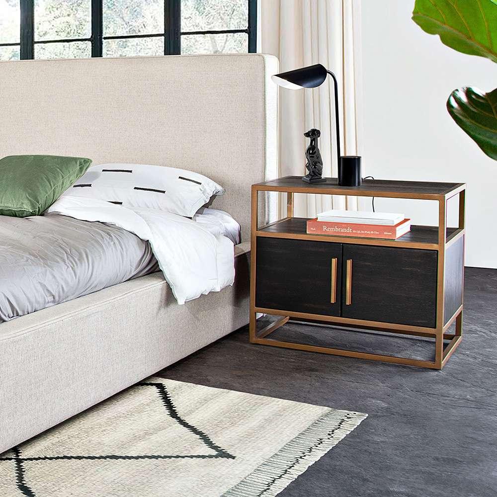 Diamond Sofa - Empire 2-Door End Table in Dark Brown Veneer w/ Hand brushed Gold Metal Frame - EMPIREETGD veiw 7