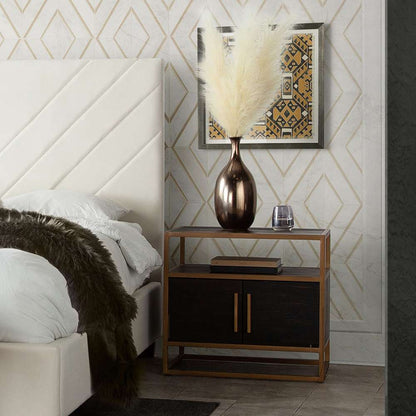 Diamond Sofa - Empire 2-Door End Table in Dark Brown Veneer w/ Hand brushed Gold Metal Frame - EMPIREETGD veiw 8