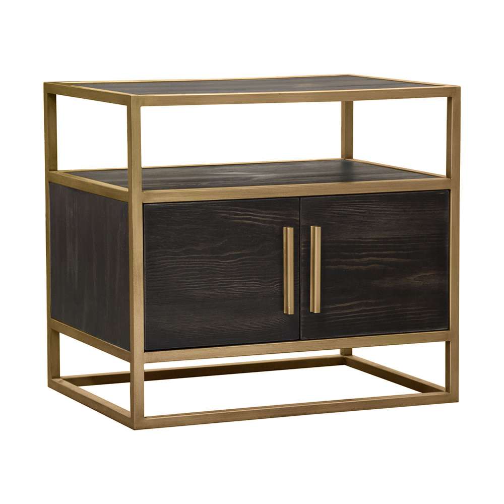 Diamond Sofa - Empire 2-Door End Table in Dark Brown Veneer w/ Hand brushed Gold Metal Frame - EMPIREETGD veiw 9