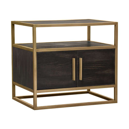 Diamond Sofa - Empire 2-Door End Table in Dark Brown Veneer w/ Hand brushed Gold Metal Frame - EMPIREETGD veiw 9
