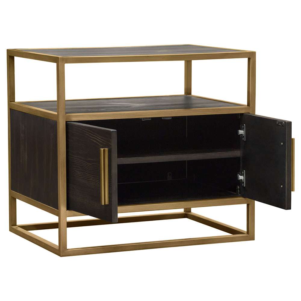Diamond Sofa - Empire 2-Door End Table in Dark Brown Veneer w/ Hand brushed Gold Metal Frame - EMPIREETGD veiw 10