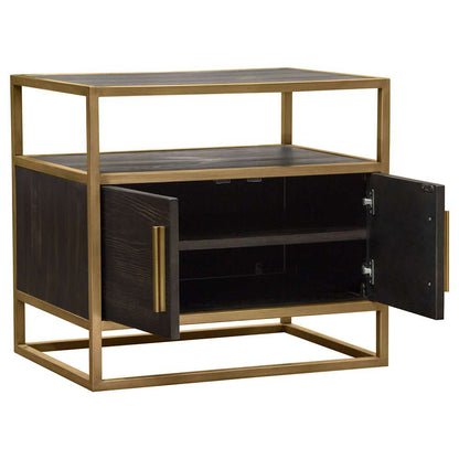 Diamond Sofa - Empire 2-Door End Table in Dark Brown Veneer w/ Hand brushed Gold Metal Frame - EMPIREETGD veiw 10