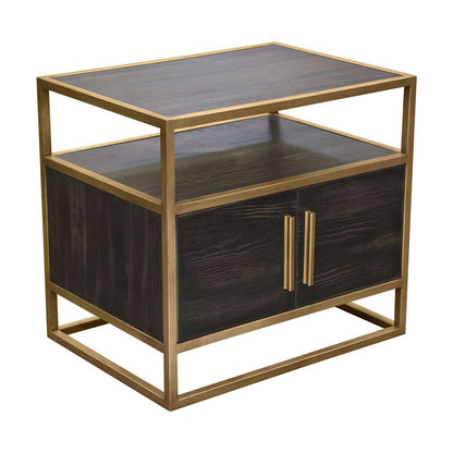 Diamond Sofa - Empire 2-Door End Table in Dark Brown Veneer w/ Hand brushed Gold Metal Frame - EMPIREETGD veiw 11