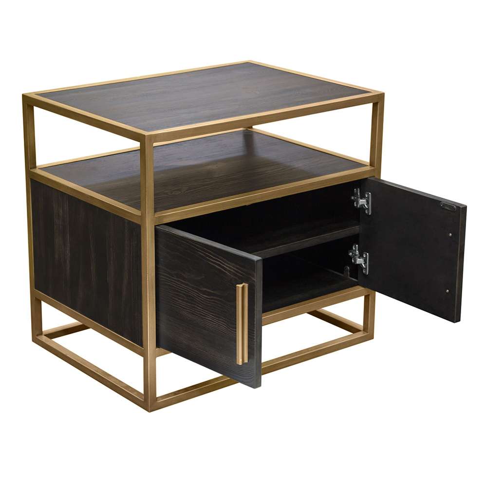 Diamond Sofa - Empire 2-Door End Table in Dark Brown Veneer w/ Hand brushed Gold Metal Frame - EMPIREETGD veiw 12