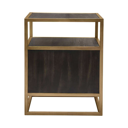 Diamond Sofa - Empire 2-Door End Table in Dark Brown Veneer w/ Hand brushed Gold Metal Frame - EMPIREETGD veiw 13
