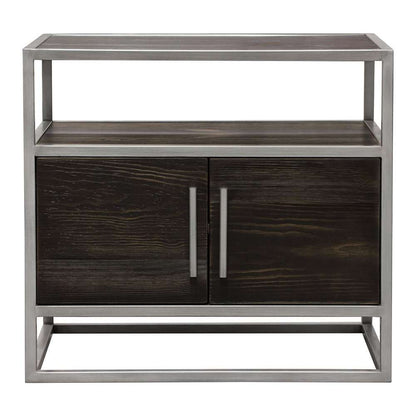 Diamond Sofa - Empire 2-Door End Table in Dark Brown Veneer w/ Hand brushed Silver Metal Frame - EMPIREETSL veiw 1