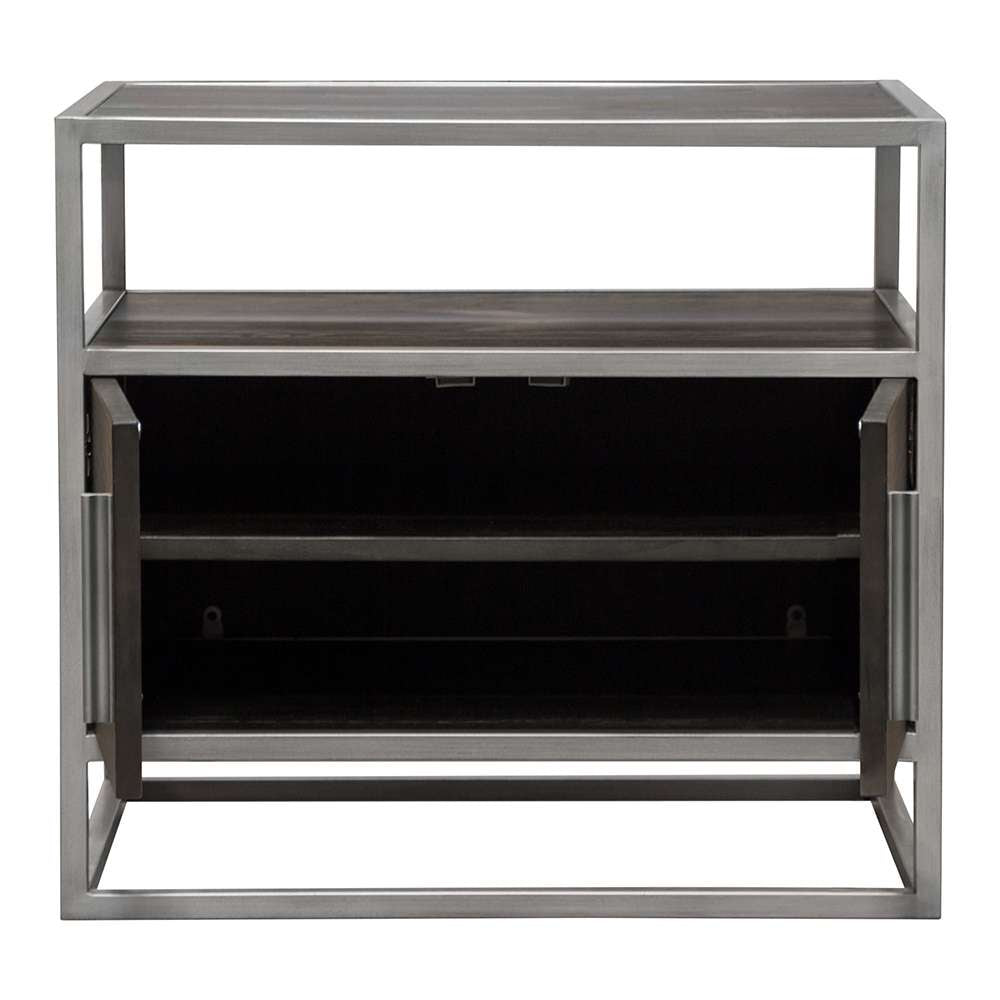 Diamond Sofa - Empire 2-Door End Table in Dark Brown Veneer w/ Hand brushed Silver Metal Frame - EMPIREETSL veiw 2