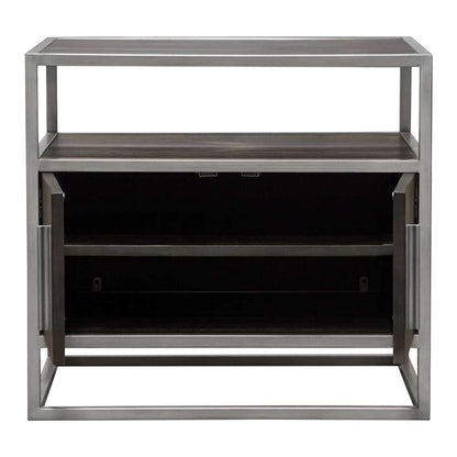 Diamond Sofa - Empire 2-Door End Table in Dark Brown Veneer w/ Hand brushed Silver Metal Frame - EMPIREETSL veiw 2