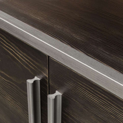 Diamond Sofa - Empire 2-Door End Table in Dark Brown Veneer w/ Hand brushed Silver Metal Frame - EMPIREETSL veiw 3