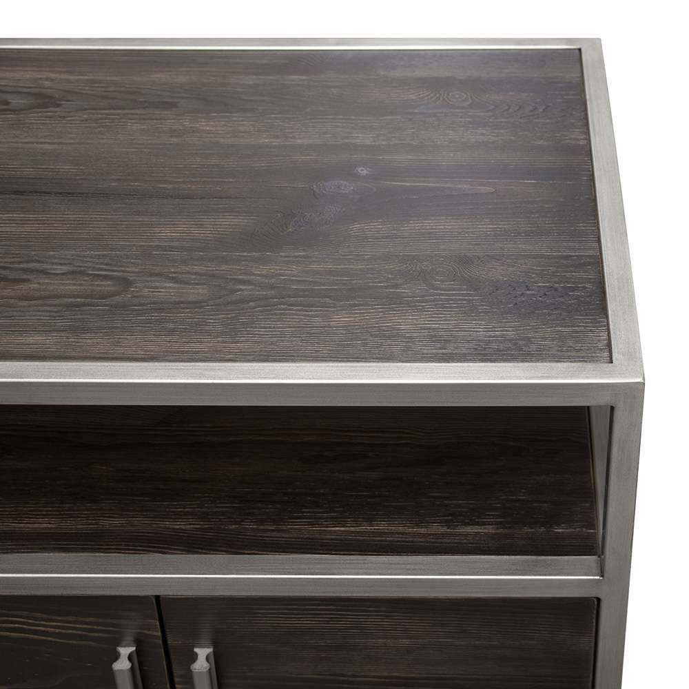 Diamond Sofa - Empire 2-Door End Table in Dark Brown Veneer w/ Hand brushed Silver Metal Frame - EMPIREETSL veiw 4
