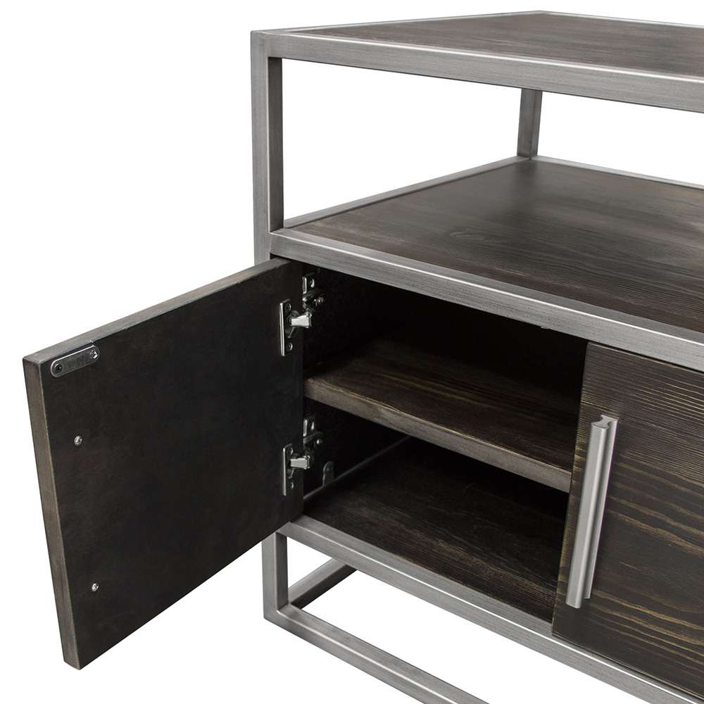 Diamond Sofa - Empire 2-Door End Table in Dark Brown Veneer w/ Hand brushed Silver Metal Frame - EMPIREETSL veiw 5