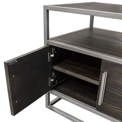 Diamond Sofa - Empire 2-Door End Table in Dark Brown Veneer w/ Hand brushed Silver Metal Frame - EMPIREETSL veiw 5