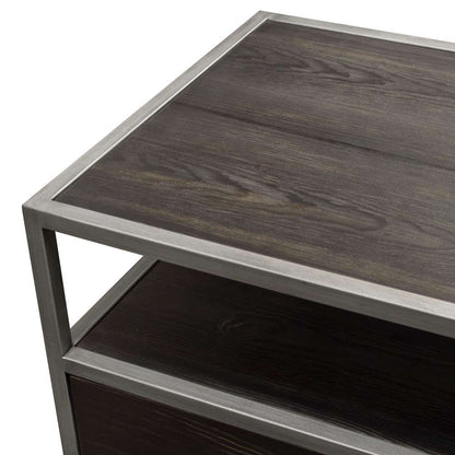 Diamond Sofa - Empire 2-Door End Table in Dark Brown Veneer w/ Hand brushed Silver Metal Frame - EMPIREETSL veiw 6