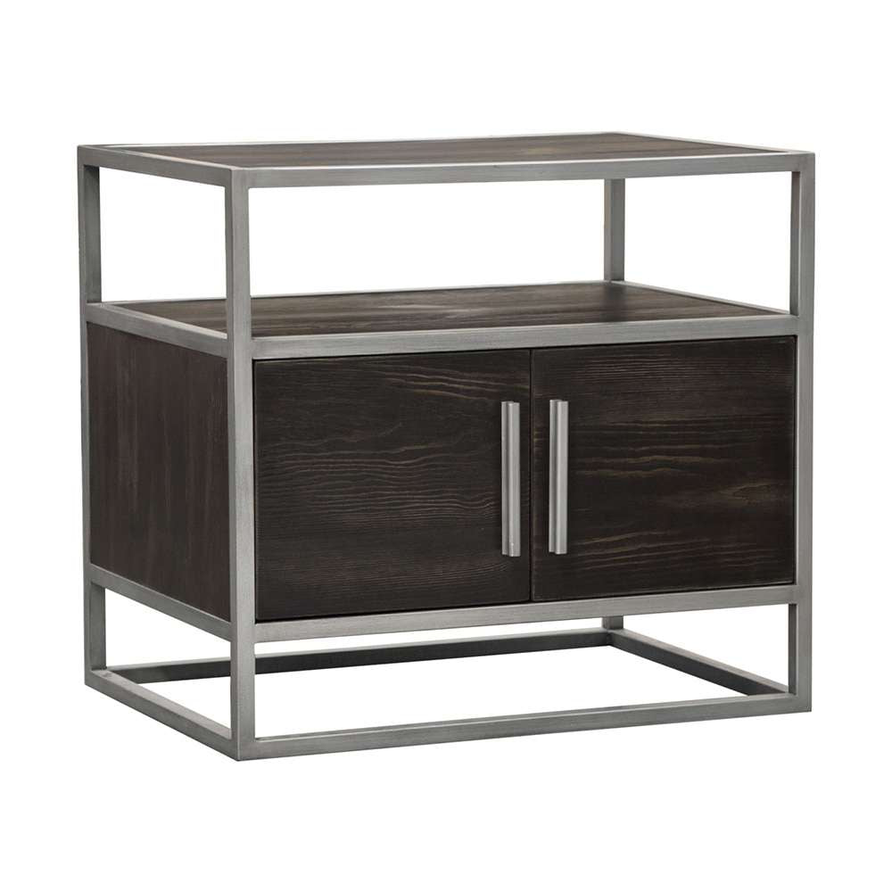 Diamond Sofa - Empire 2-Door End Table in Dark Brown Veneer w/ Hand brushed Silver Metal Frame - EMPIREETSL veiw 11