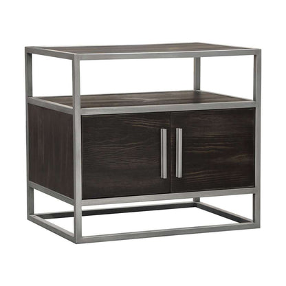 Diamond Sofa - Empire 2-Door End Table in Dark Brown Veneer w/ Hand brushed Silver Metal Frame - EMPIREETSL veiw 11
